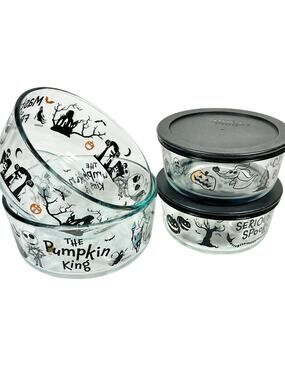 PYREX x Disney Nightmare Before Christmas 4 Bowl Set Storage Food Containers